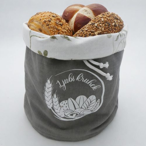 Mošnjiček za kruh z besedilom Ljubi kruhek